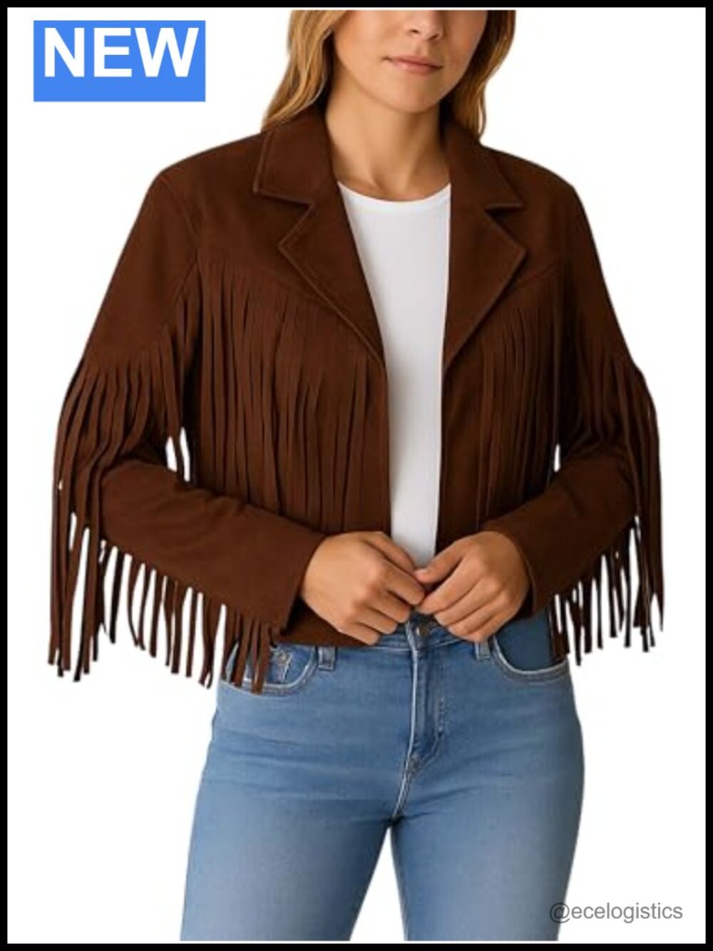 Genuine Suede Fringe Moto Biker Jacket Cropped Leather for Women